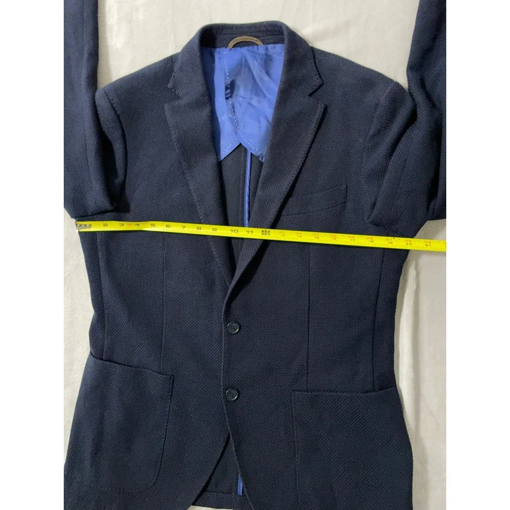 Il‎ Garbo Collection Angelico Blazer Mens 40 Tall Navy Blue Elbow Patches Coat